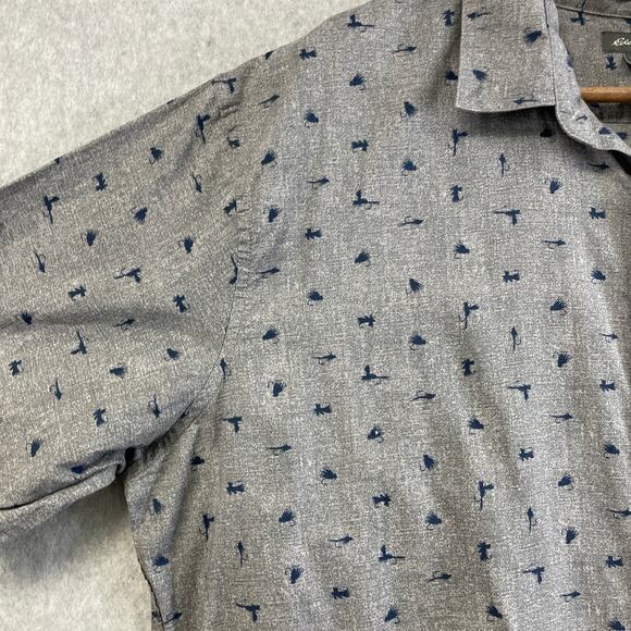 Eddie Bauer Button‎ Front Shirt Mens Tall XL Classic Fit Fishing Flies Outdoor - Picture 10 of 11